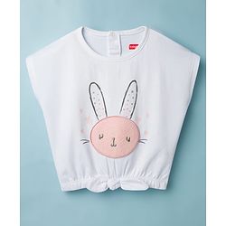 Babyhug Cotton Knit Half Sleeves T-Shirt With Bunny Patch - Multicolor
