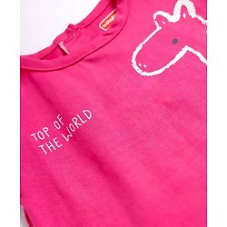 Babyhug 100% Cotton Knit Half Sleeves Giraffe Printed T-Shirt - Dark Pink