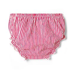 Babyhug Single Jersey Knit Cap Sleeves Striped Frock with Bloomer Frill Detailing & Bow Applique - Light Red