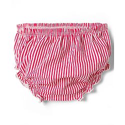 Babyhug Single Jersey Knit Cap Sleeves Striped Frock with Bloomer Frill Detailing & Bow Applique - Light Red