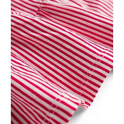 Babyhug Single Jersey Knit Cap Sleeves Striped Frock with Bloomer Frill Detailing & Bow Applique - Light Red