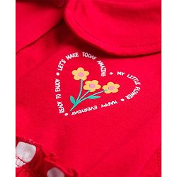 Babyhug Single Jersey Knit Cap Sleeves Polka Dotted Frock with Bloomer - Red