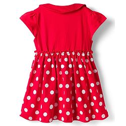Babyhug Single Jersey Knit Cap Sleeves Polka Dotted Frock with Bloomer - Red