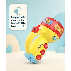 Babyhug Musical Learning Torch for Toddlers| Color-Changing Flashlight| Animal Sounds & Music| Numbers & Color Learning Toy| Interactive Toy| Gifting Option | Yellow