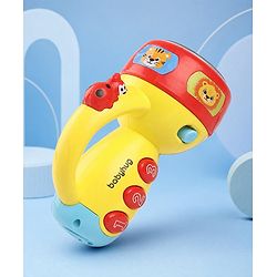 Babyhug Musical Learning Torch for Toddlers| Color-Changing Flashlight| Animal Sounds & Music| Numbers & Color Learning Toy| Interactive Toy| Gifting Option | Yellow