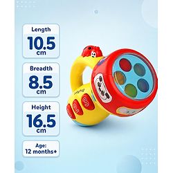 Babyhug Musical Learning Torch for Toddlers| Color-Changing Flashlight| Animal Sounds & Music| Numbers & Color Learning Toy| Interactive Toy| Gifting Option | Yellow