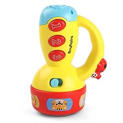 Babyhug Musical Learning Torch for Toddlers| Color-Changing Flashlight| Animal Sounds & Music| Numbers & Color Learning Toy| Interactive Toy| Gifting Option | Yellow