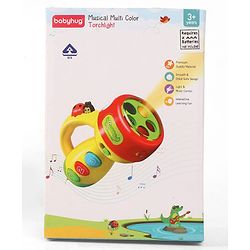 Babyhug Musical Learning Torch for Toddlers| Color-Changing Flashlight| Animal Sounds & Music| Numbers & Color Learning Toy| Interactive Toy| Gifting Option | Yellow