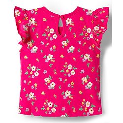 Babyhug Cotton Knit Half Frill Sleeves T-Shirts with Floral Graphics Pack of 3 - Dark Pink White & Yellow
