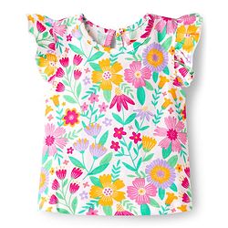 Babyhug Cotton Knit Half Frill Sleeves T-Shirts with Floral Graphics Pack of 3 - Dark Pink White & Yellow