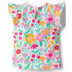 Babyhug Cotton Knit Half Frill Sleeves T-Shirts with Floral Graphics Pack of 3 - Dark Pink White & Yellow