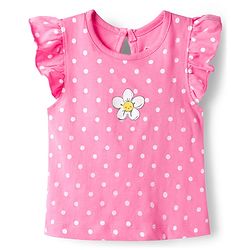 Babyhug Cotton Knit Half Frill Sleeves T-Shirts with Floral Graphics Pack of 3 - Pink Light Blue & Light Yellow