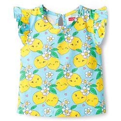 Babyhug Cotton Knit Half Frill Sleeves T-Shirts with Floral Graphics Pack of 3 - Pink Light Blue & Light Yellow
