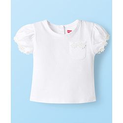 Babyhug Cotton Knit Half Sleeves Solid T-Shirts with Floral Applique Pack of 3 - Red Navy Blue & White