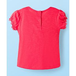 Babyhug Cotton Knit Half Sleeves Solid T-Shirts with Floral Applique Pack of 3 - Red Navy Blue & White