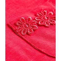 Babyhug Cotton Knit Half Sleeves Solid T-Shirts with Floral Applique Pack of 3 - Red Navy Blue & White