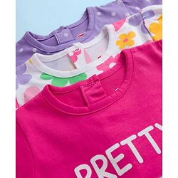 Babyhug 100% Cotton Knit Half Sleeves Floral Hearts & Polka Dots Printed T-Shirts Pack Of 3 - Multicolour