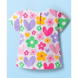Babyhug 100% Cotton Knit Half Sleeves Floral Hearts & Polka Dots Printed T-Shirts Pack Of 3 - Multicolour