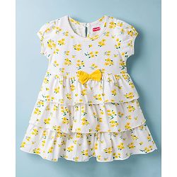 Babyhug 100% Cotton Half Sleeve One Piece Dresses / Frocks White age 18-24M