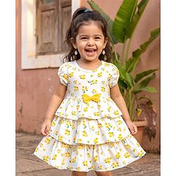Babyhug 100% Cotton Half Sleeve One Piece Dresses / Frocks White age 18-24M