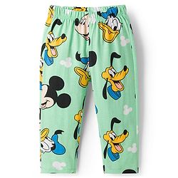 Babyhug Disney Single Jersey Knit Full Sleeves Co-ords Night Suit With Mickey & Friends Print - Light Green