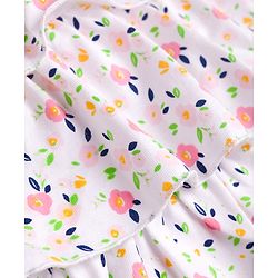 Babyhug 100% Cotton Knit Sleeveless Floral Printed Layered Frock - Pink