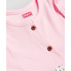 Babyhug 100% Cotton Knit Sleeveless Floral Printed Layered Frock - Pink
