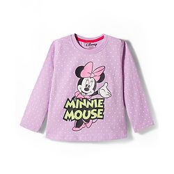 Babyhug Disney Single Jersey Knit Full Sleeves T-Shirts With Minnie Mouse Graphics Pack of 3 - Pink Purple & Green