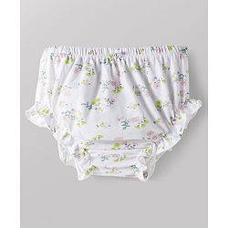 Babyhug 100% Cotton Knit Half Sleeves Floral Printed Frock With Bloomer - White