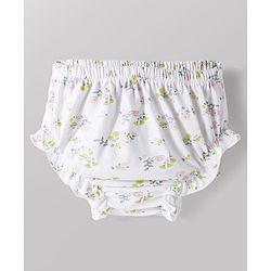 Babyhug 100% Cotton Knit Half Sleeves Floral Printed Frock With Bloomer - White
