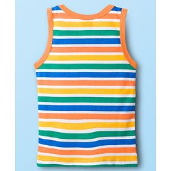 Babyhug 100% Cotton Knit Sandos with Vehicle Print & Stripes Pack of 3 - Multicolor