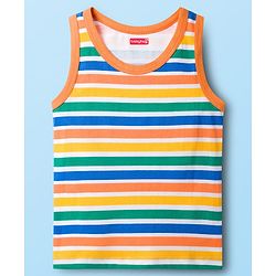 Babyhug 100% Cotton Knit Sandos with Vehicle Print & Stripes Pack of 3 - Multicolor