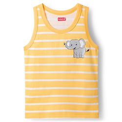Babyhug 100% Cotton Knit Sandos with Jungle Theme Print & Stripes Pack of 3 - Multicolor