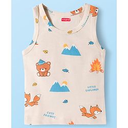 Babyhug 100% Cotton Knit Sleeveless Striped & Bear Printed   Sando Pack of 3 - Multicolor