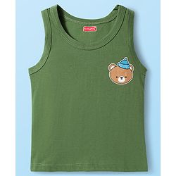 Babyhug 100% Cotton Knit Sleeveless Striped & Bear Printed   Sando Pack of 3 - Multicolor