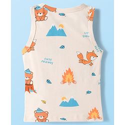Babyhug 100% Cotton Knit Sleeveless Striped & Bear Printed   Sando Pack of 3 - Multicolor