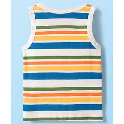 Babyhug 100% Cotton Knit Sleeveless Striped & Bear Printed   Sando Pack of 3 - Multicolor