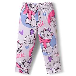 Babyhug Disney Single Jersey Knit Full Sleeves Co-ords Night Suit With Marie Graphics - White