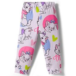 Babyhug Disney Single Jersey Knit Full Sleeves Co-ords Night Suit With Marie Graphics - White