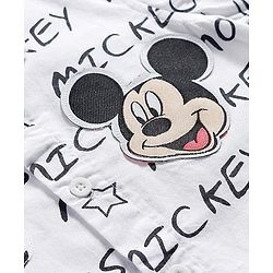Babyhug Disney Poplin Woven Half Sleeves Shirt & With Mickey Mouse Print - White