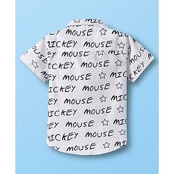 Babyhug Disney Poplin Woven Half Sleeves Shirt & With Mickey Mouse Print - White
