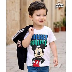 Babyhug Disney Poplin Woven Half Sleeves Shirt With T-Shirt & Mickey Mouse Graphics - Multicolor