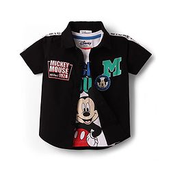 Babyhug Disney Poplin Woven Half Sleeves Shirt With T-Shirt & Mickey Mouse Graphics - Multicolor