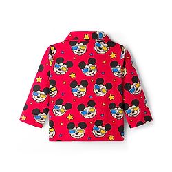 Babyhug Disney Single Jersey Knit Full Sleeves Co-ords Night Suit With Mickey Mouse Print - Red