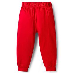 Babyhug Disney Single Jersey Knit Full Sleeves T-Shirt & Pyjama Night Suit With Mickey & Friends Graphics - Red