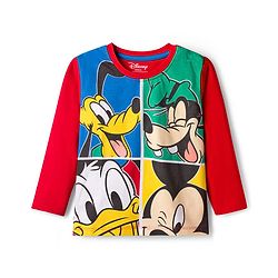 Babyhug Disney Single Jersey Knit Full Sleeves T-Shirt & Pyjama Night Suit With Mickey & Friends Graphics - Red