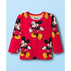 Babyhug Disney Single Jersey Knit Full Sleeves T-Shirt & Pyjama Co-ord Night Suits With Mickey Mouse Graphics Pack of 2 - Multicolor