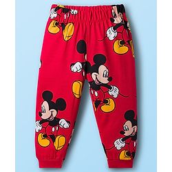Babyhug Disney Single Jersey Knit Full Sleeves T-Shirt & Pyjama Co-ord Night Suits With Mickey Mouse Graphics Pack of 2 - Multicolor
