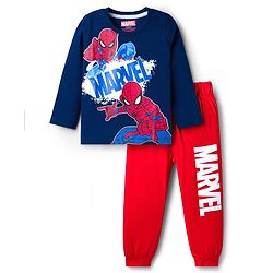 Babyhug Marvel Single Jersey Knit Full Sleeves T-Shirt & Pyjama Night Suit With Spider-Man Graphics - Multicolor