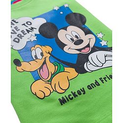 Babyhug Disney 100% Cotton Knit Full Sleeves T-Shirt & Pyjama Night Suit With Mickey & Friends Graphics - Blue & Green